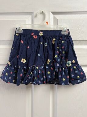 Girls Gap Navy Blue Floral Print Skirt Skort